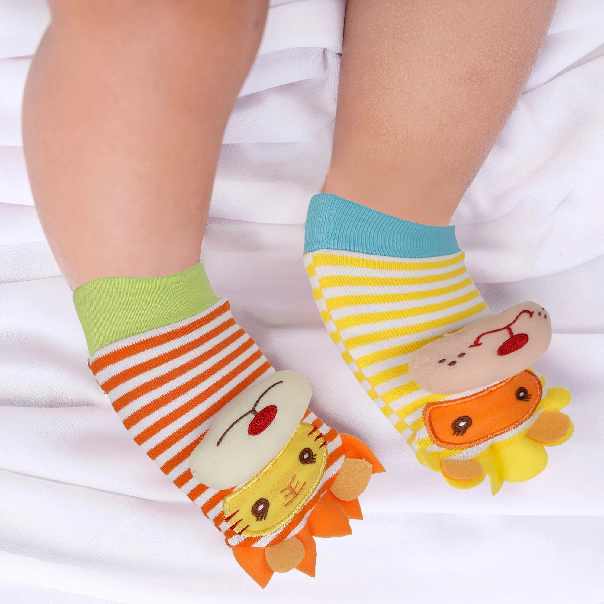 Baby Moo Wild Cats Yellow And Orange Set of 2 Socks Rattle