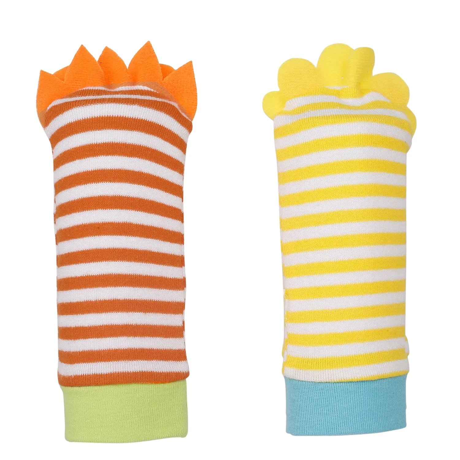 Baby Moo Wild Cats Yellow And Orange Set of 2 Socks Rattle