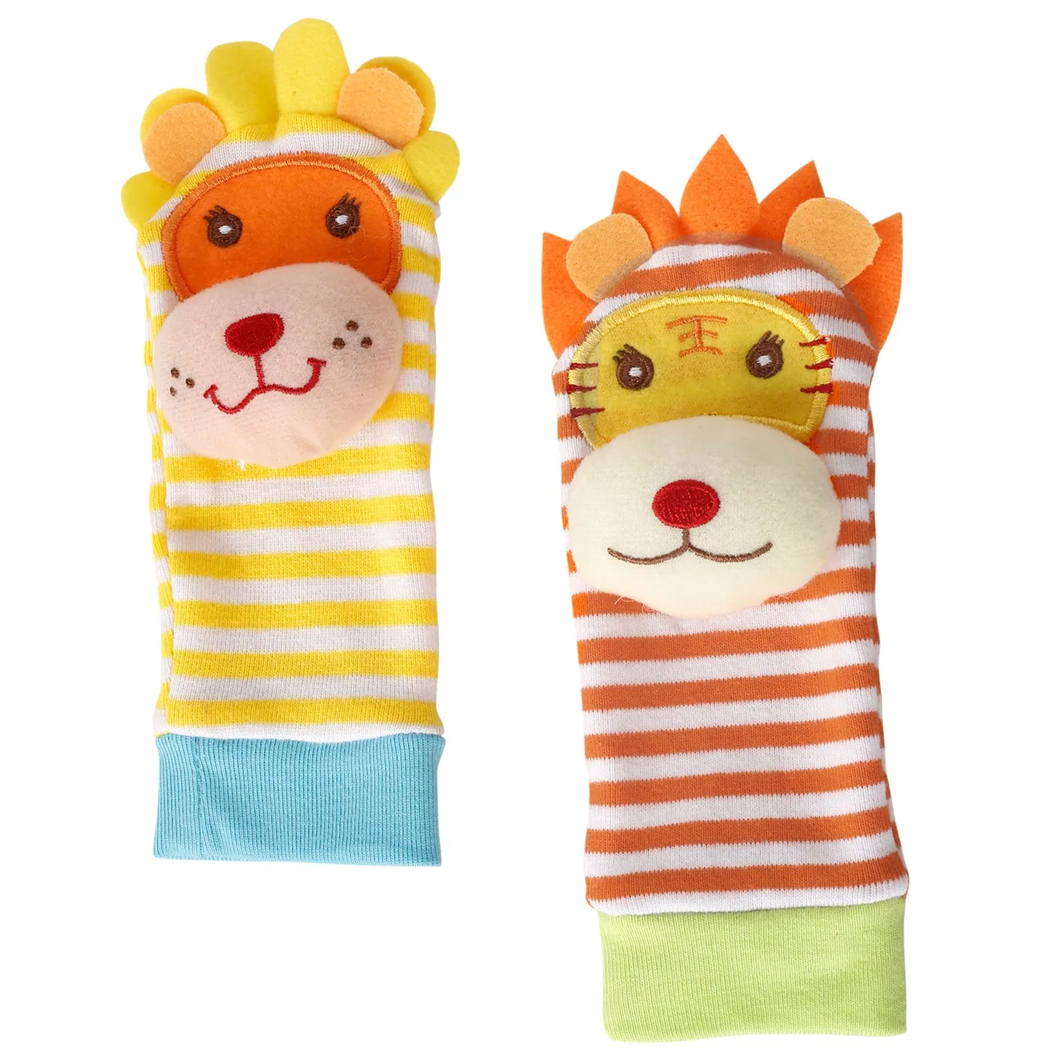 Baby Moo Wild Cats Yellow And Orange Set of 2 Socks Rattle