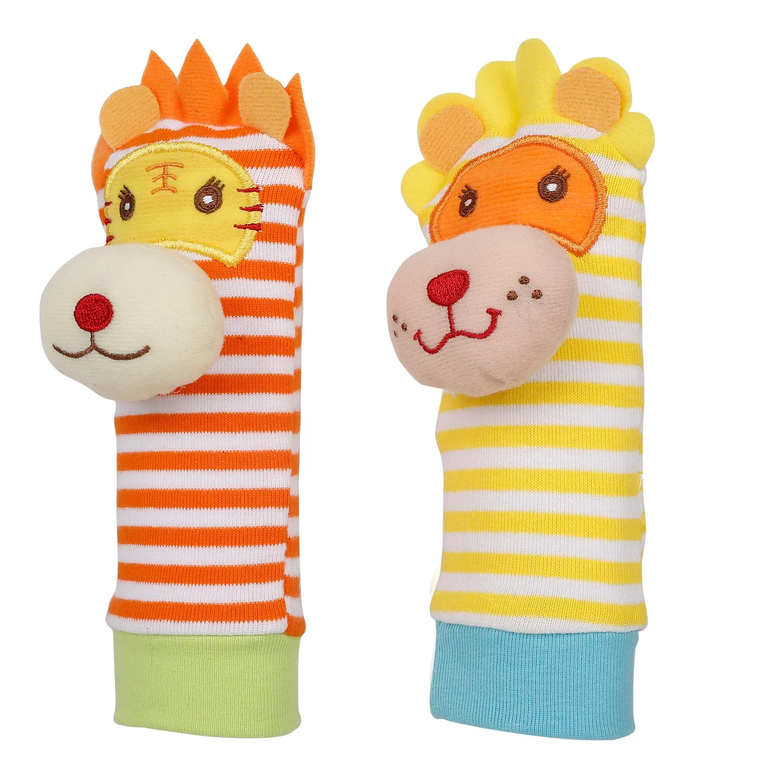 Baby Moo Wild Cats Yellow And Orange Set of 2 Socks Rattle