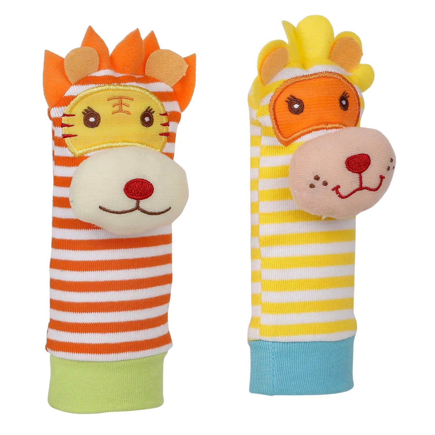 Baby Moo Wild Cats Yellow And Orange Set of 2 Socks Rattle