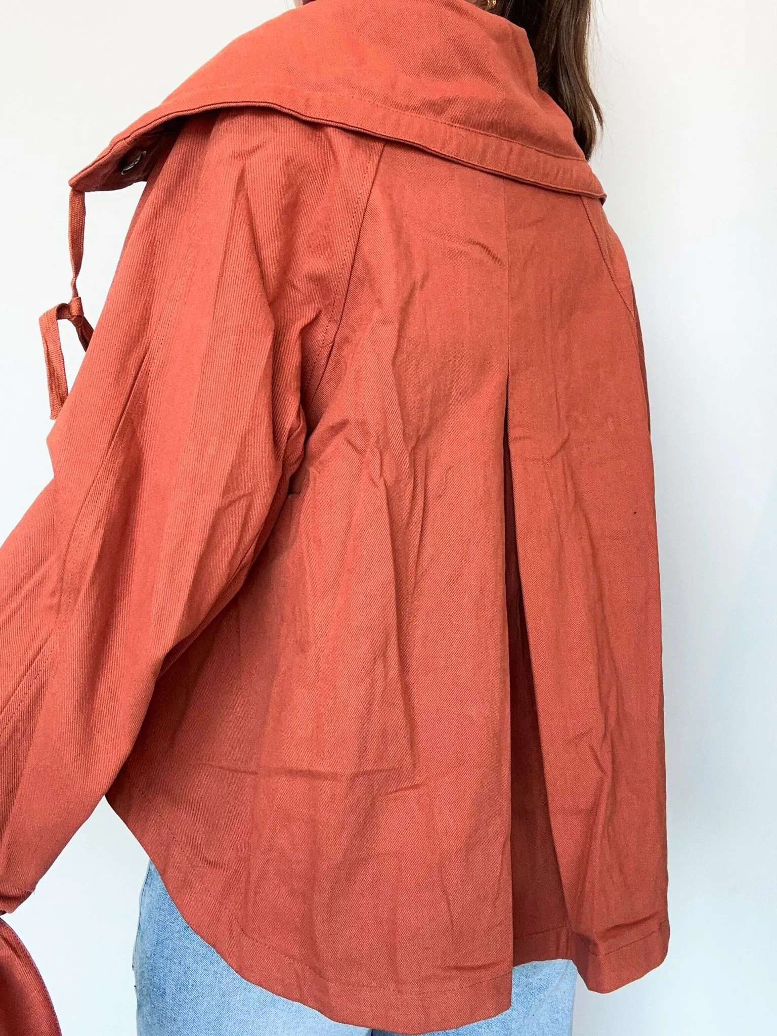 Babydoll Tie Detail Jacket- Rust