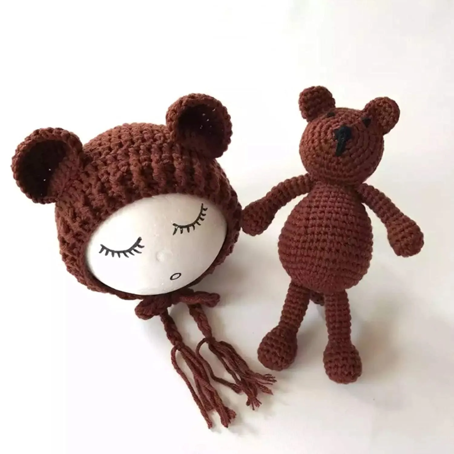 Babymoon Bear Teddy with Cap New Born Baby Photography Shoot Props Costumes