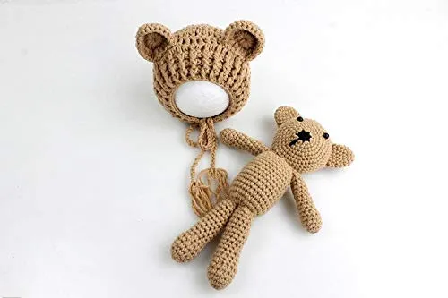 Babymoon Bear Teddy with Cap New Born Baby Photography Shoot Props Costumes