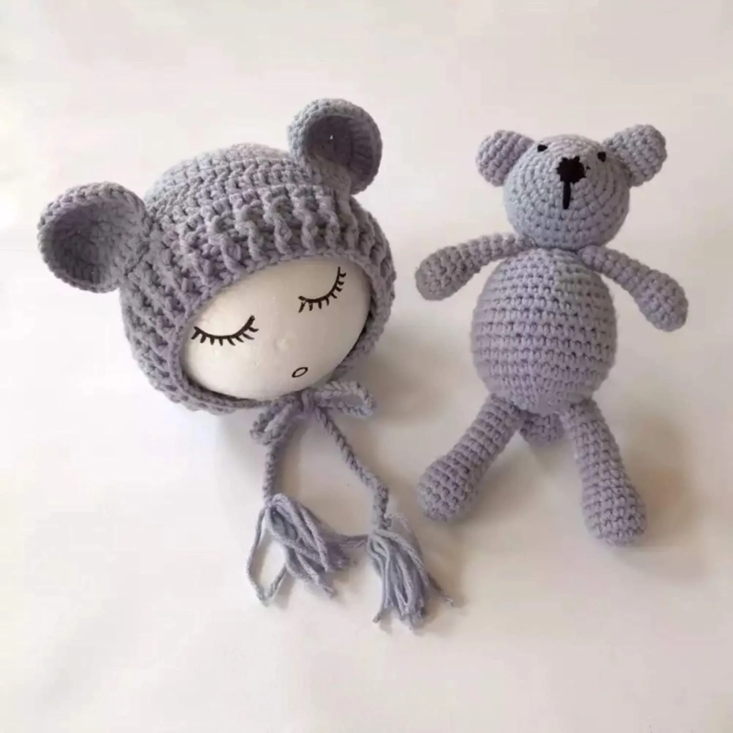 Babymoon Bear Teddy with Cap New Born Baby Photography Shoot Props Costumes