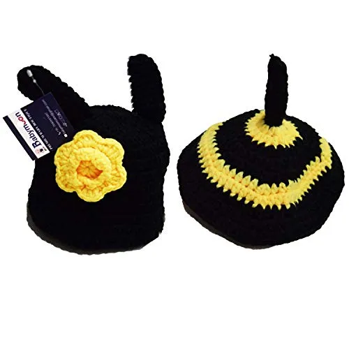 Babymoon Bee Newborn Photography Crochet Outfit Costume - Black