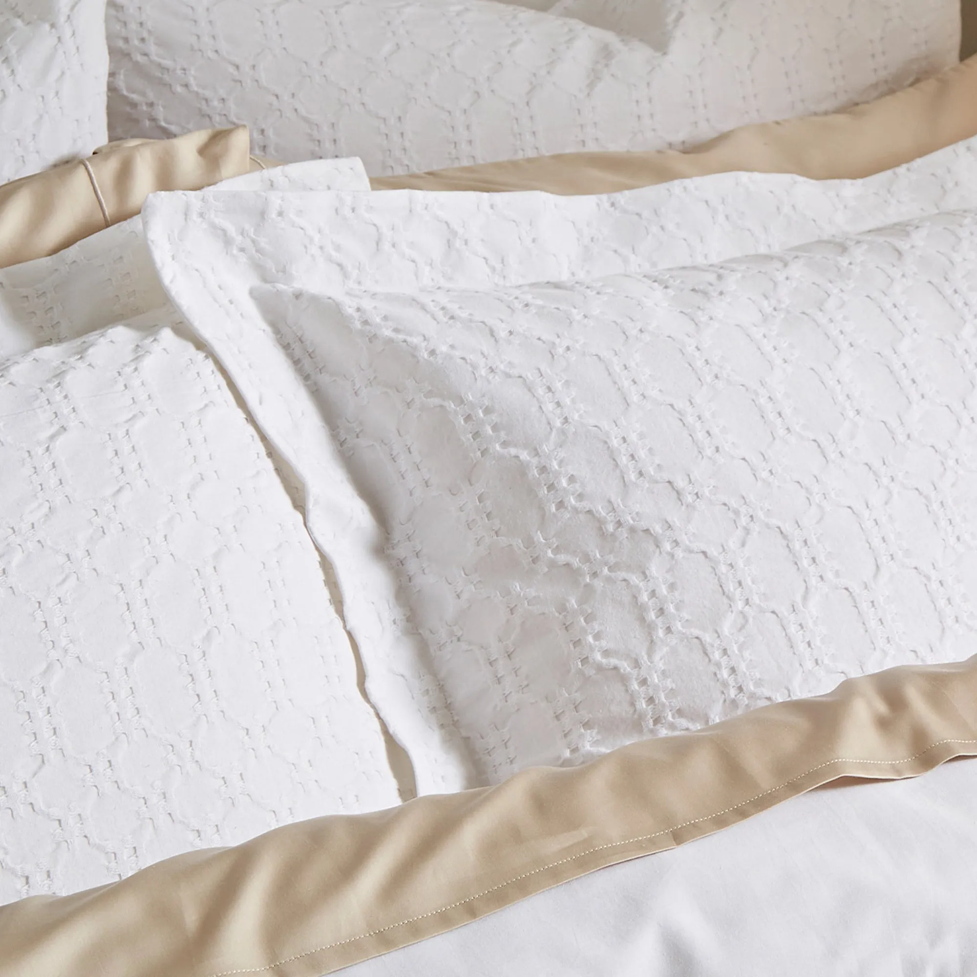 Bianca White Waffle Cotton Circle Oxford Pillowcase Pair