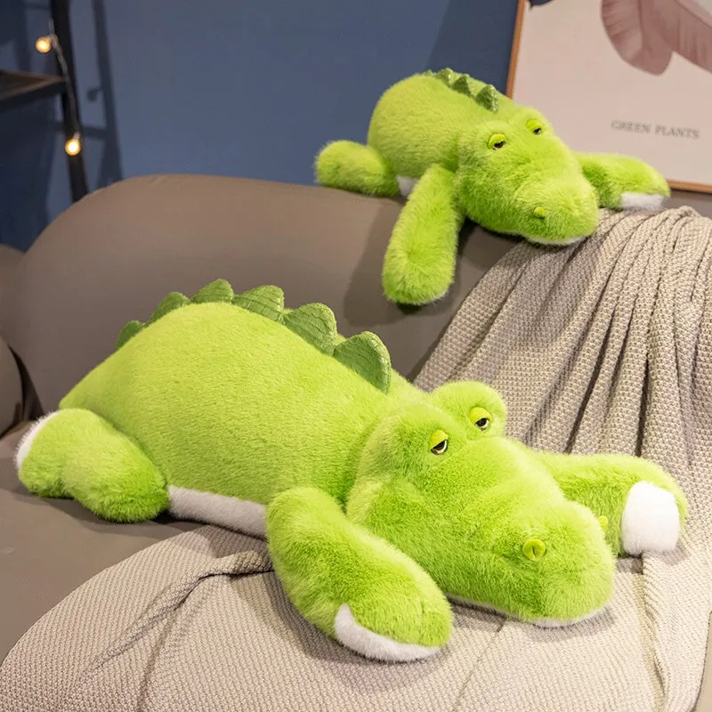 ELAINREN Furry Crocodile Stuffed Animals Toy Super Soft Alligator Plush Toy Cartoon Green Gator Plushie Gifts/17.7''