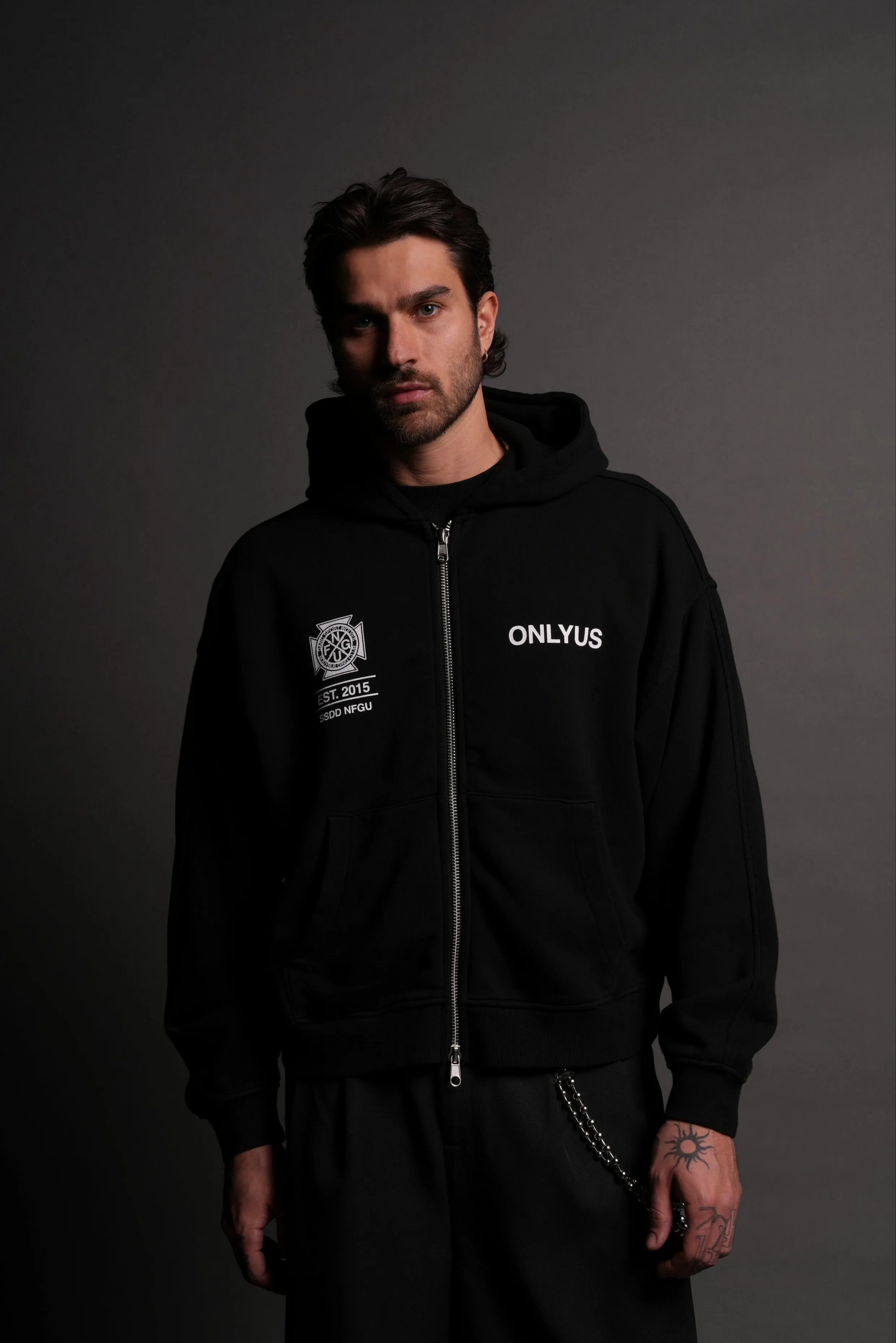 Fearless V2 Darco Double Zip Hoodie in Black