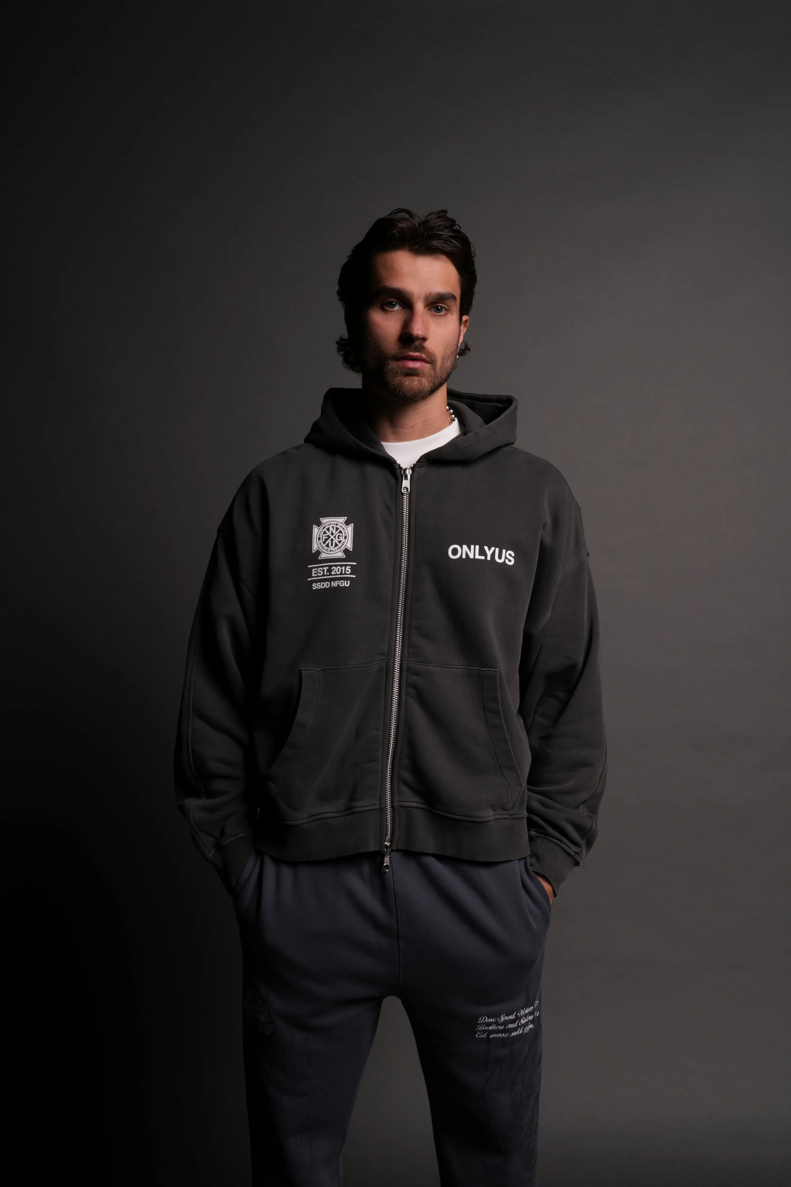 Fearless V2 Darco Double Zip Hoodie in Wolf Gray