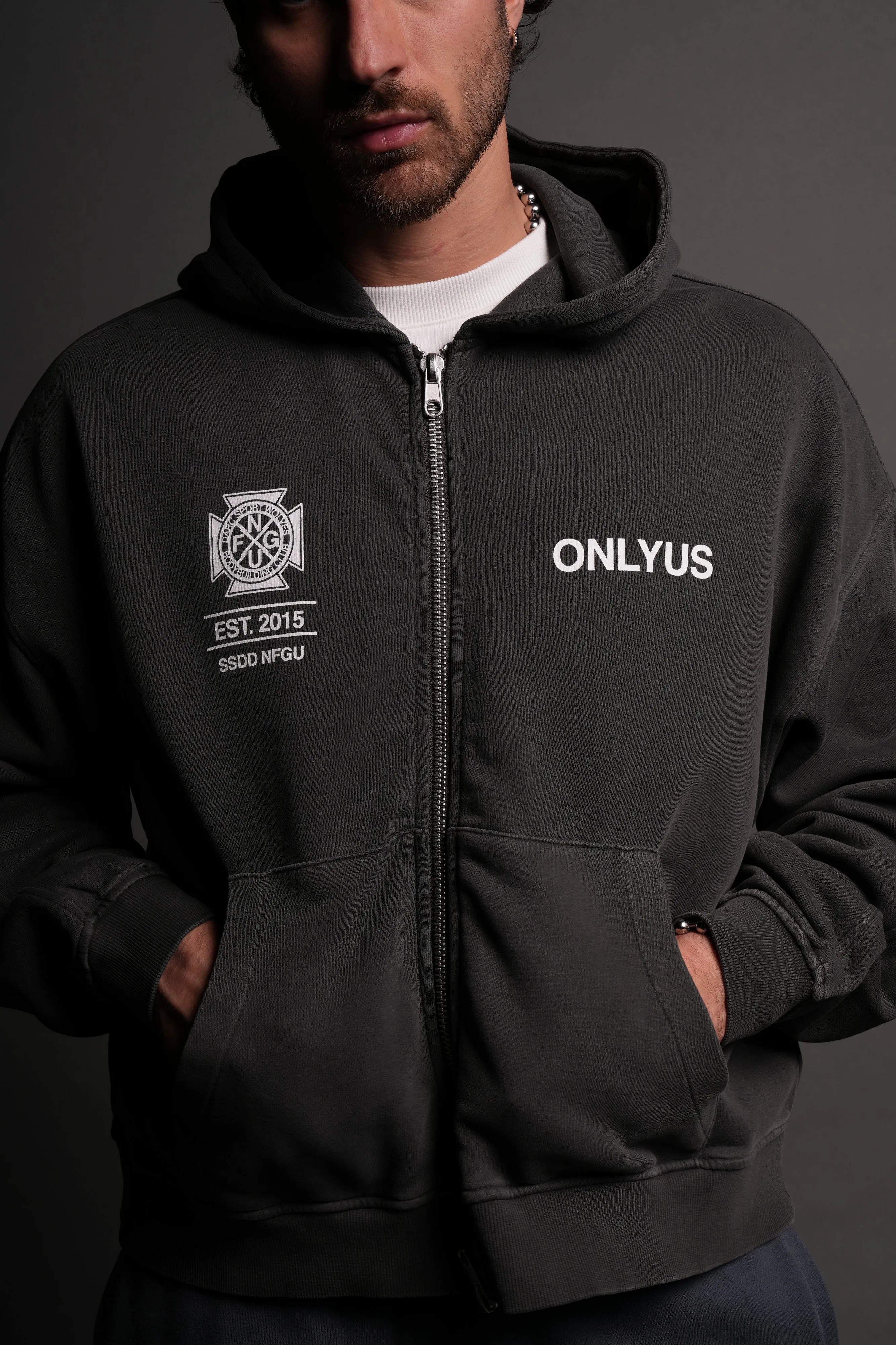 Fearless V2 Darco Double Zip Hoodie in Wolf Gray