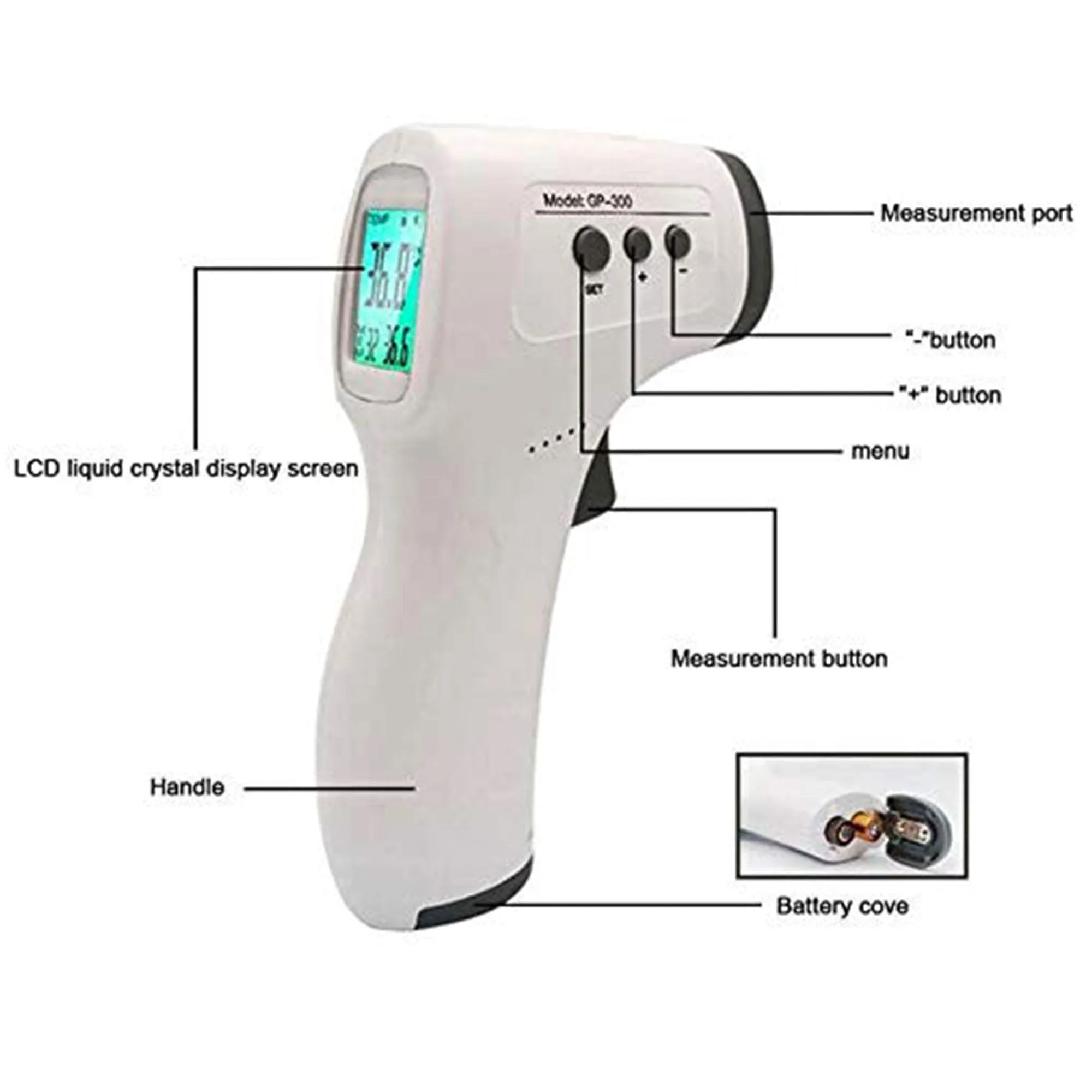 Forehead Thermometer for Adults, Infants, Babies, Non-Contact Infrared with 3 Function - Fever Alarm, Over Range Display