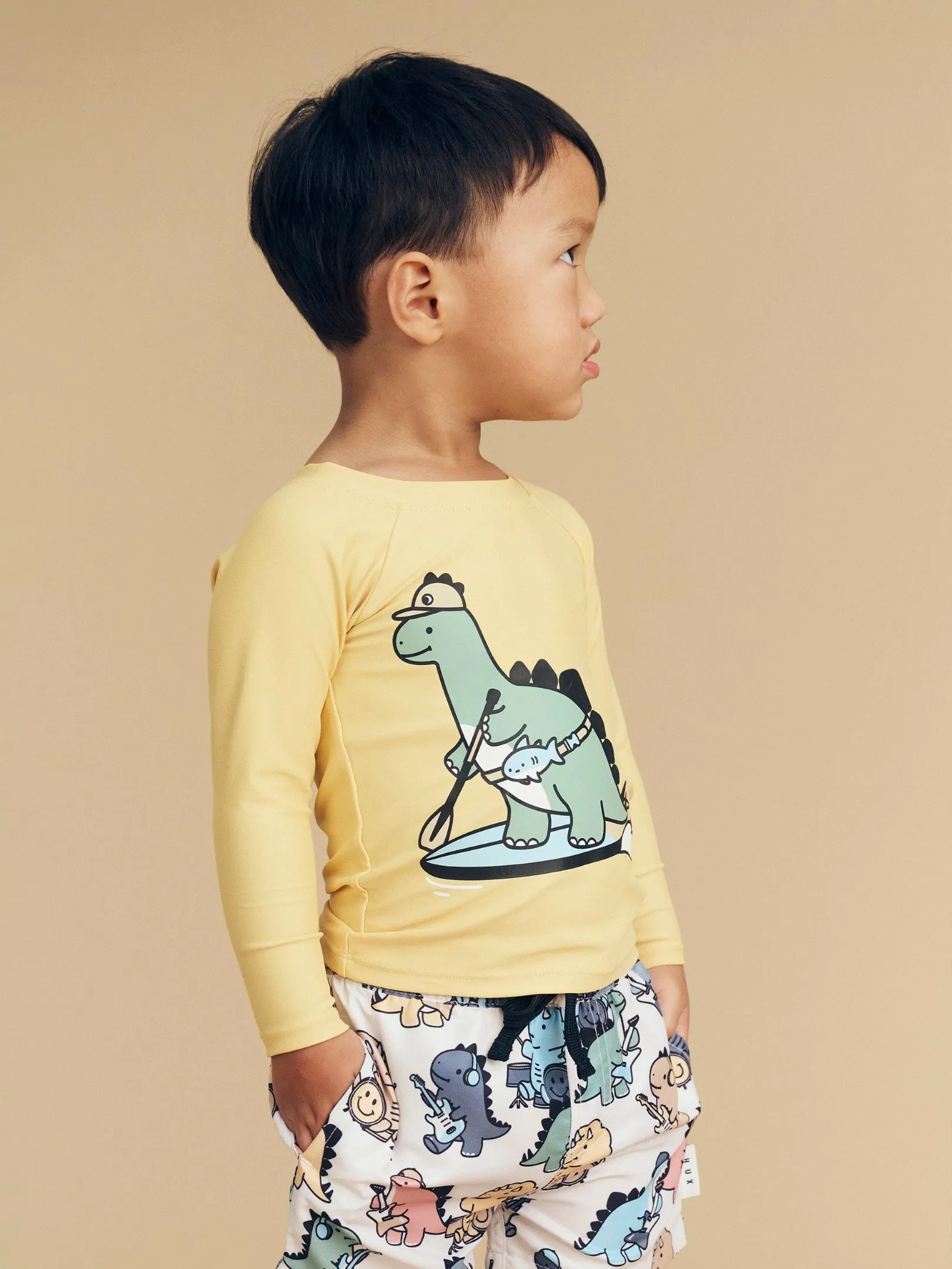Huxbaby Dino Paddle Rashguard - Buttercup