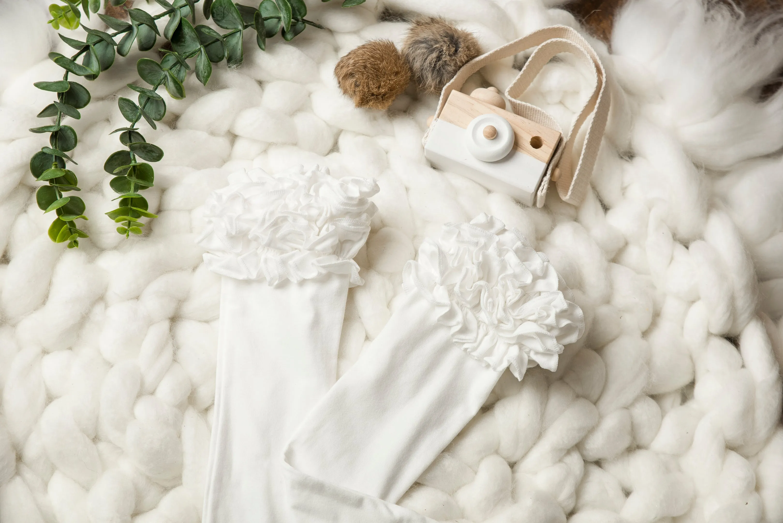 Ivory Ruffle Knee Highs