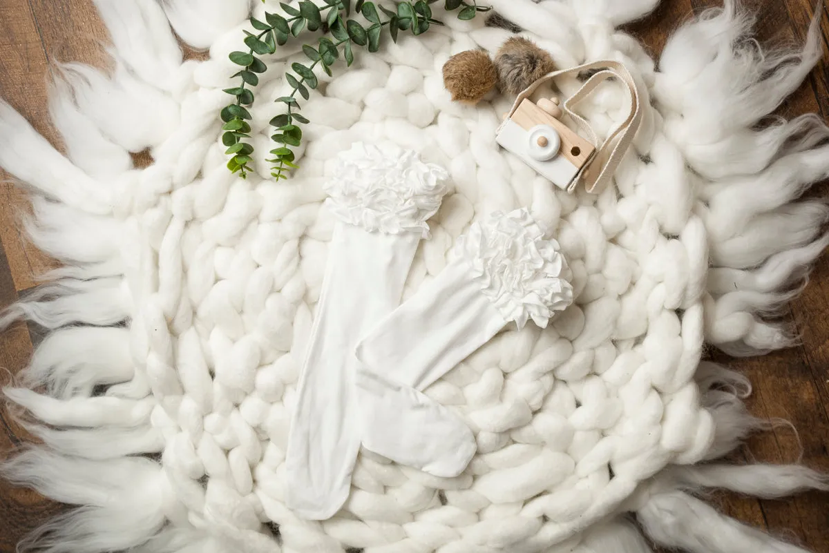 Ivory Ruffle Knee Highs