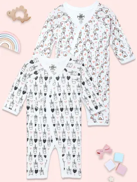 Jabla Style Infant Romper Combo Of 2: Rainbow Dazzler-Hearts And Fluffs Jabla Style Infant Romper Combo Of 2: Rainbow Dazzler-Hearts And Fluffs