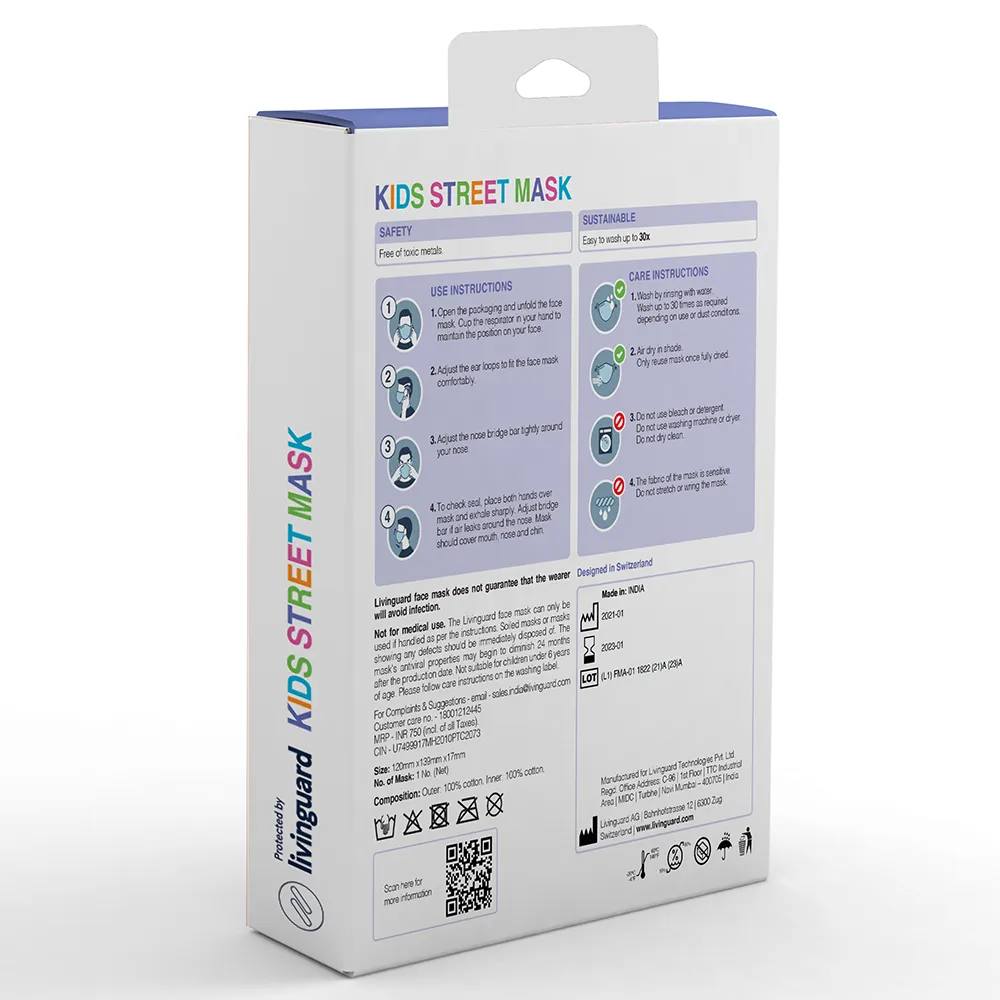 Livinguard Kids STREET Mask - Blue Koala |Anti-Microbial |Destroys 99.9% Coronavirus | Washable & Reusable