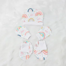 Look for Rainbows - Cotton Cap, Mittens & Booties Set