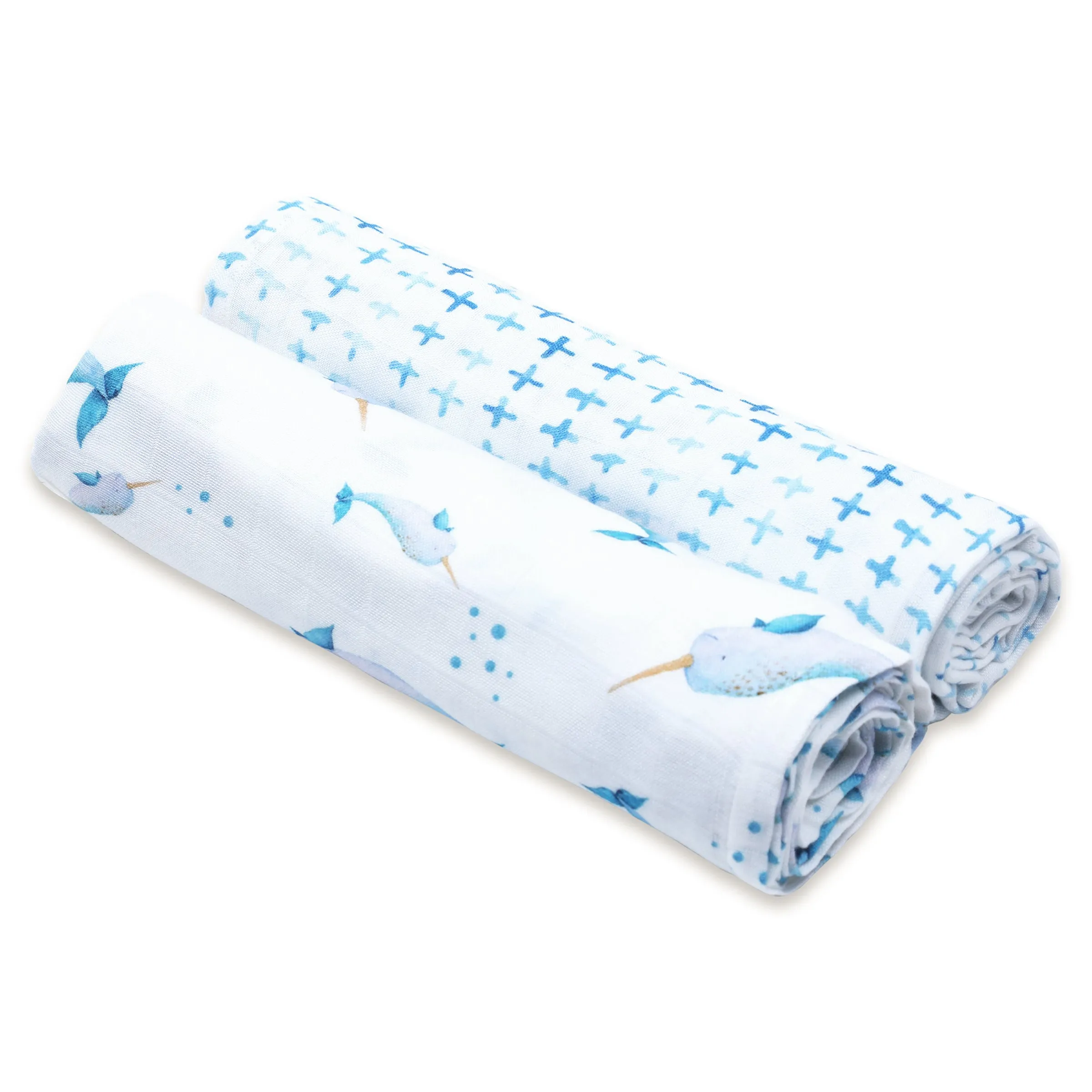 Masilo Bamboo Muslin Swaddles (Set of 2) - Believe In Narwhals