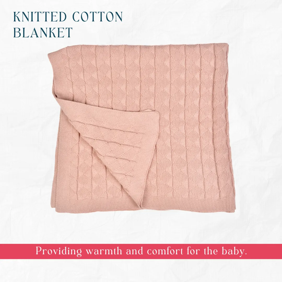Nesta Toys -Newborn Gift Set - Knitted Cotton Blanket, Zebra Plush Toy, Elephant & Car Teether