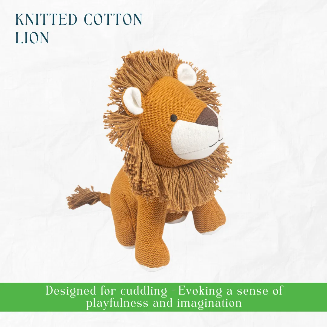 Nesta Toys -Newborn Gift Set - Lion Plush Toy, Wooden Elephant & Car Teether