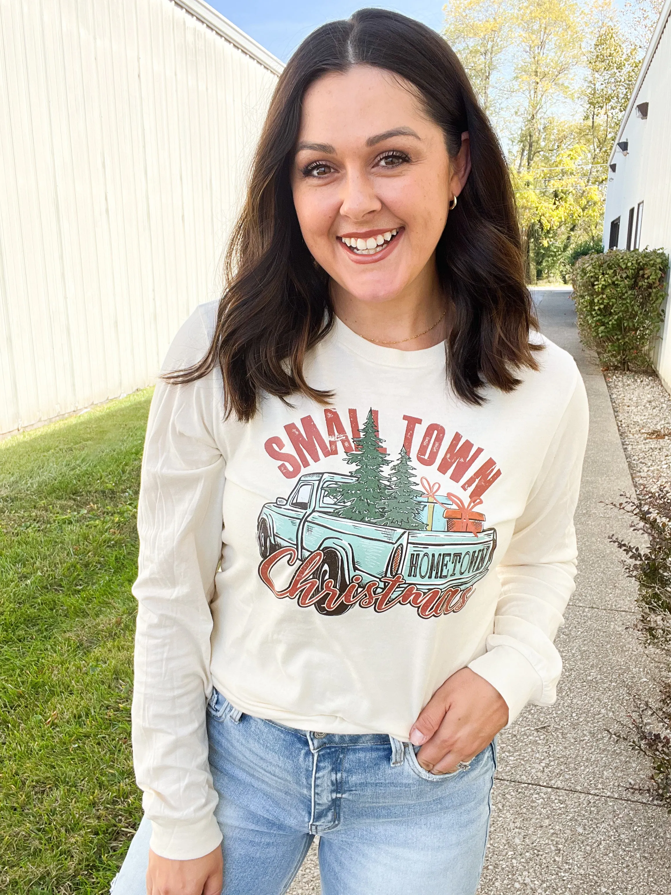 Small Town Christmas Long Sleeve Graphic Tee