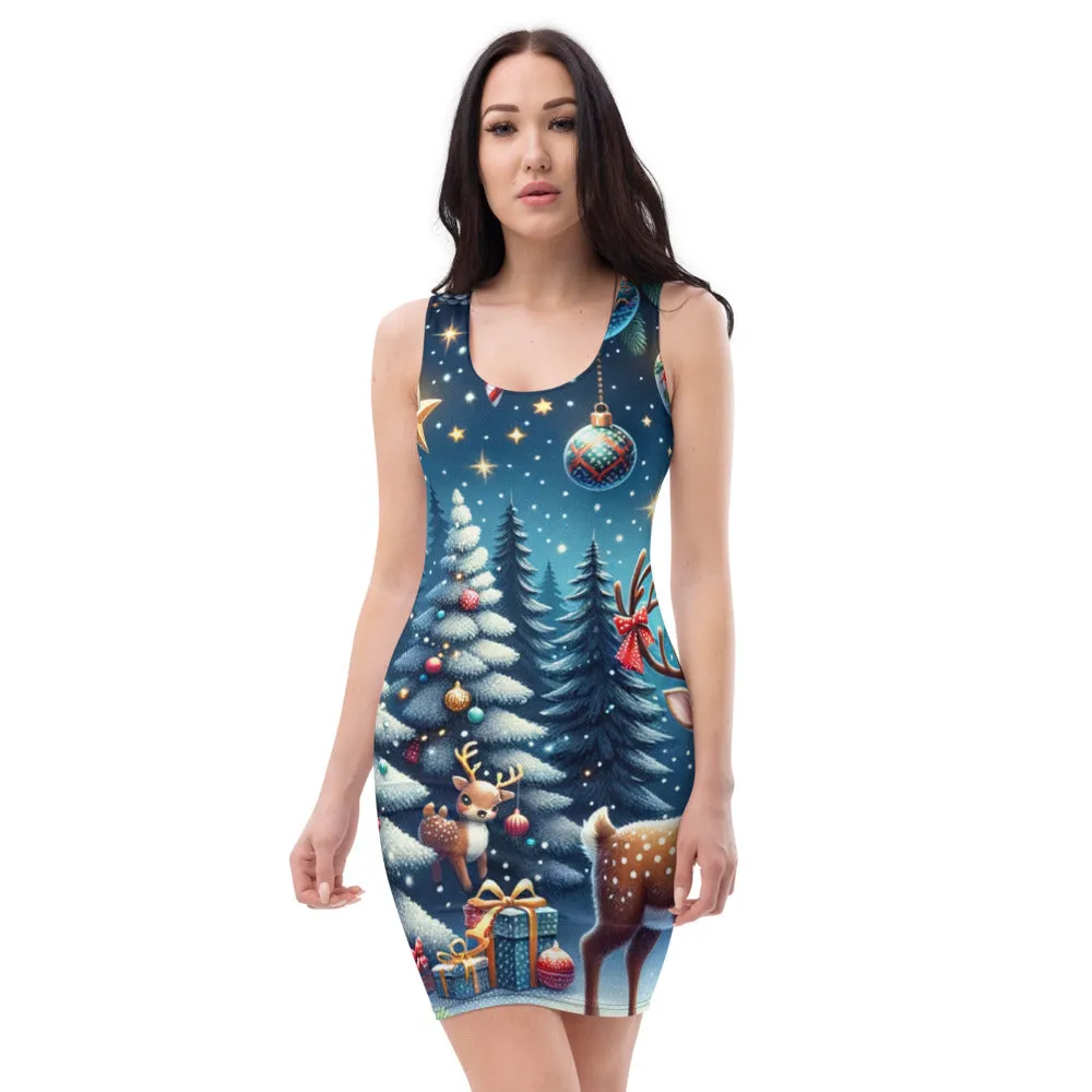 Whimsical Winter Wear Bodycon Dress