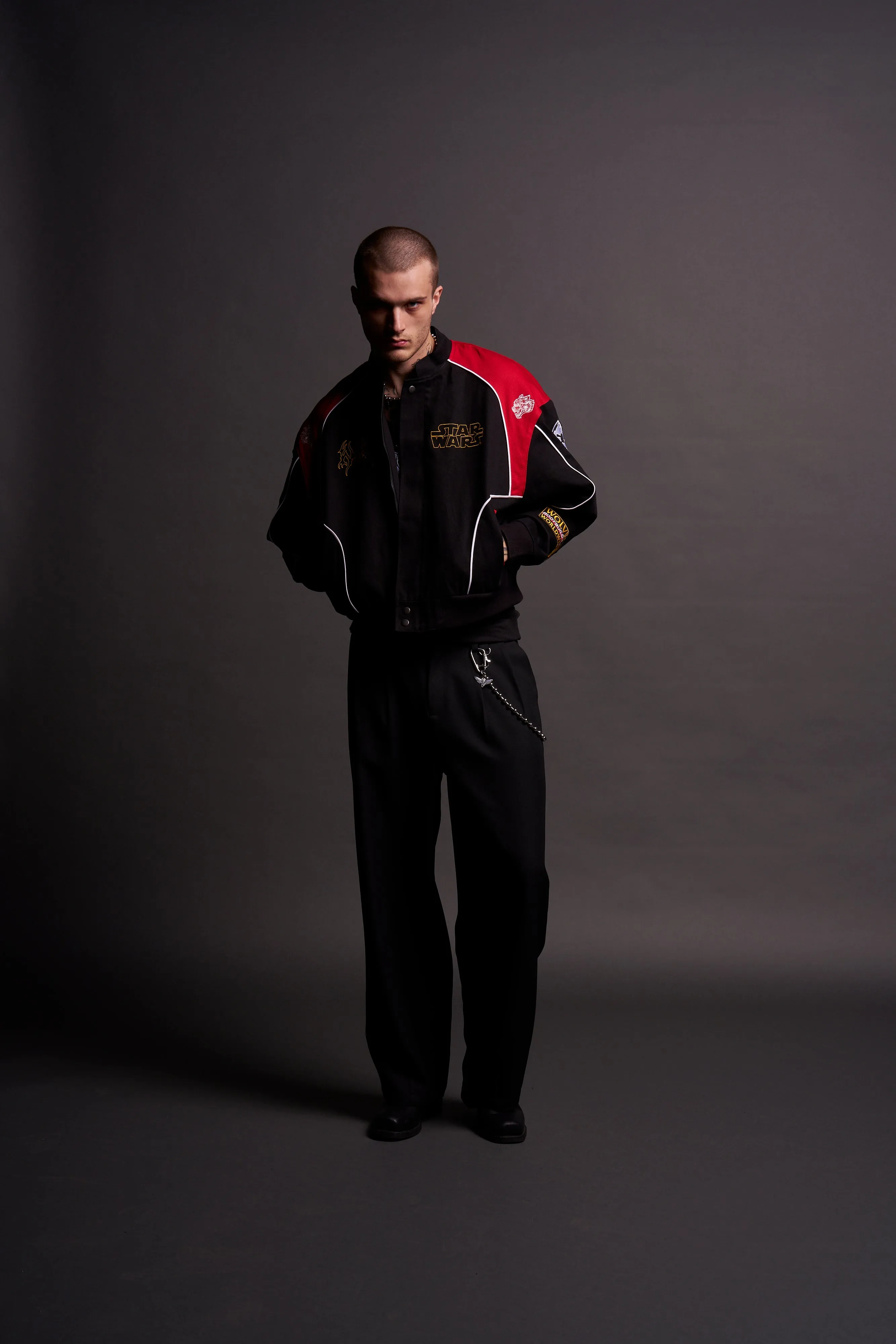 You Underestimate My Power Grit Road Racing Jacket in Black/Red
