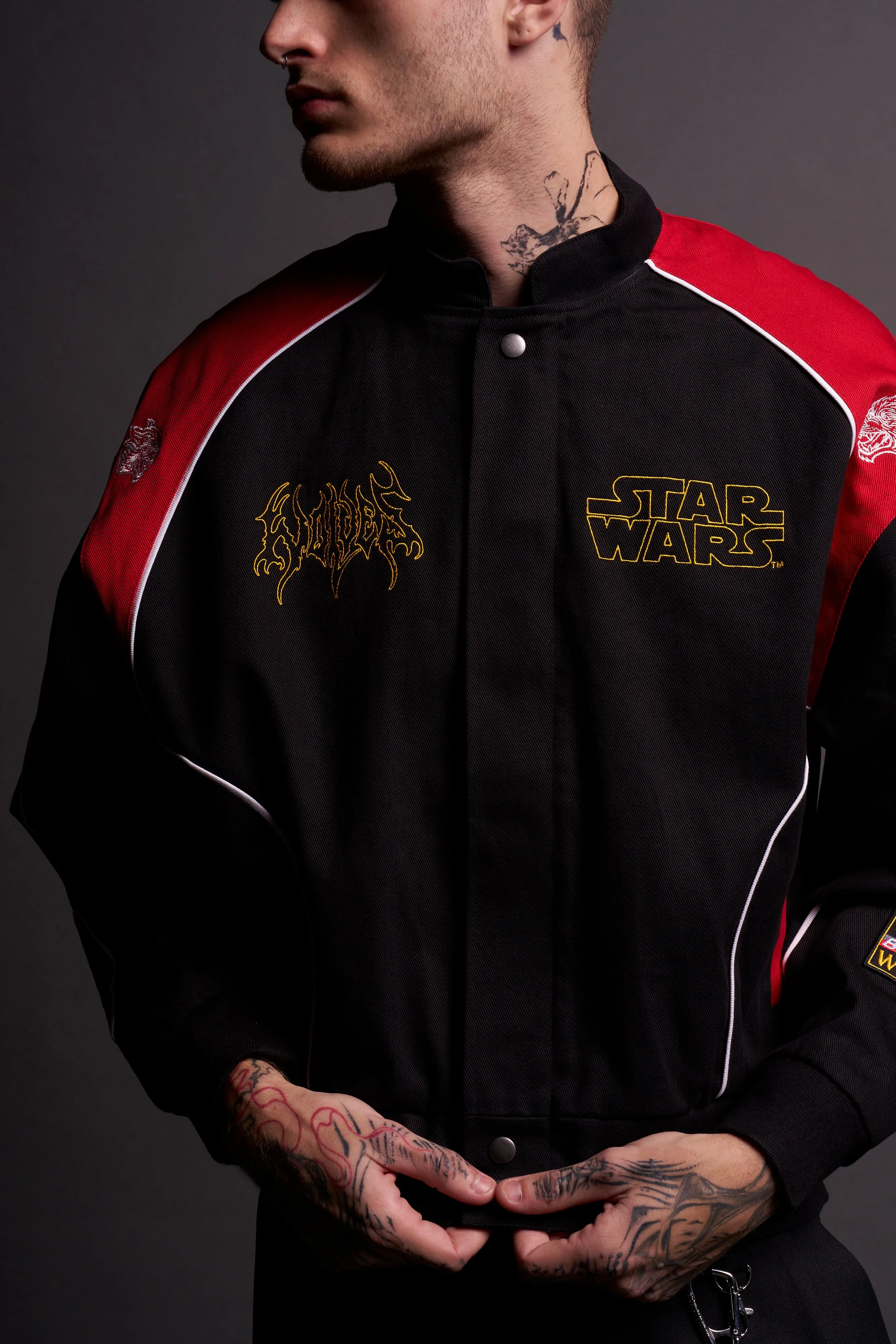 You Underestimate My Power Grit Road Racing Jacket in Black/Red