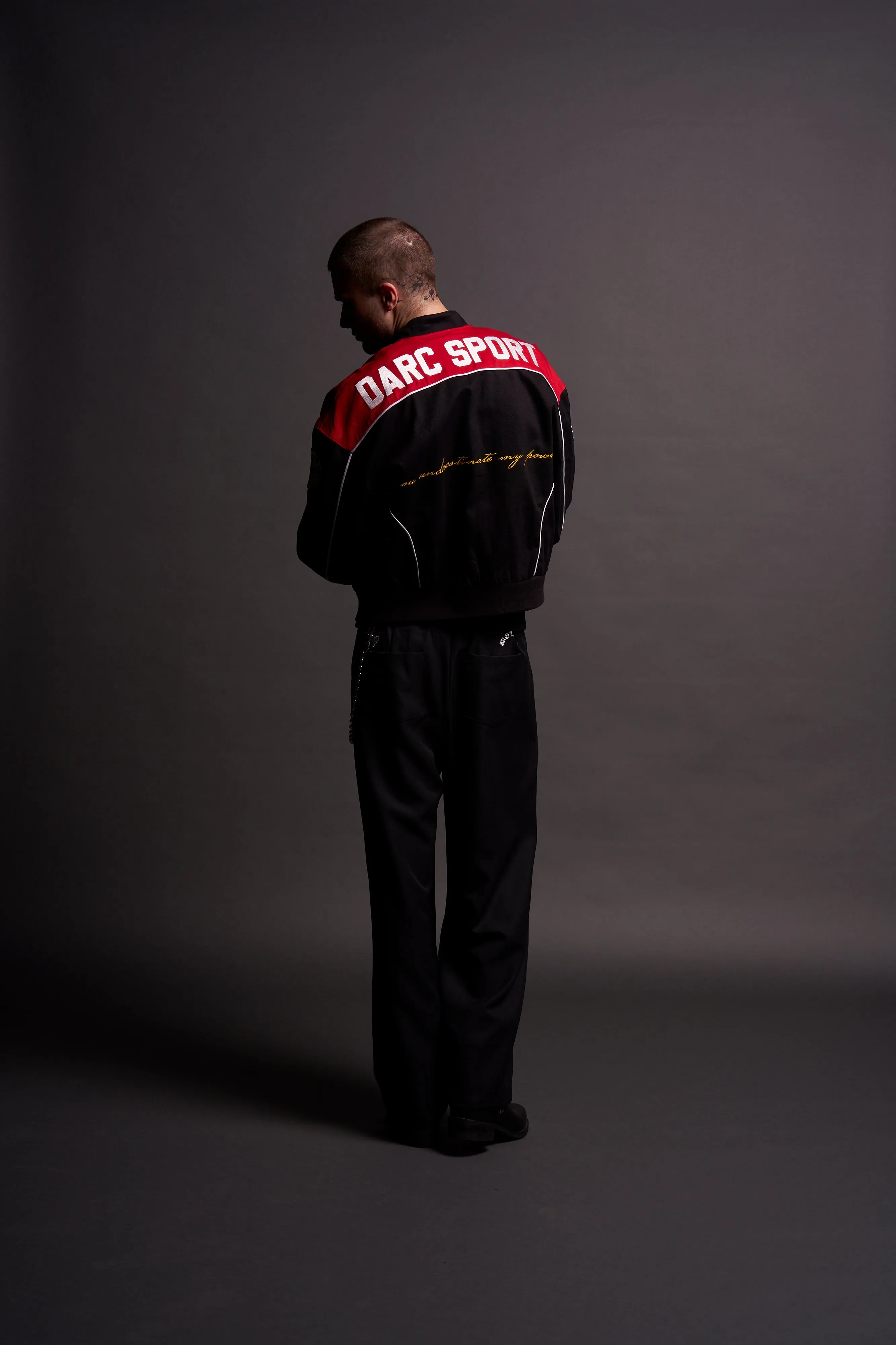 You Underestimate My Power Grit Road Racing Jacket in Black/Red
