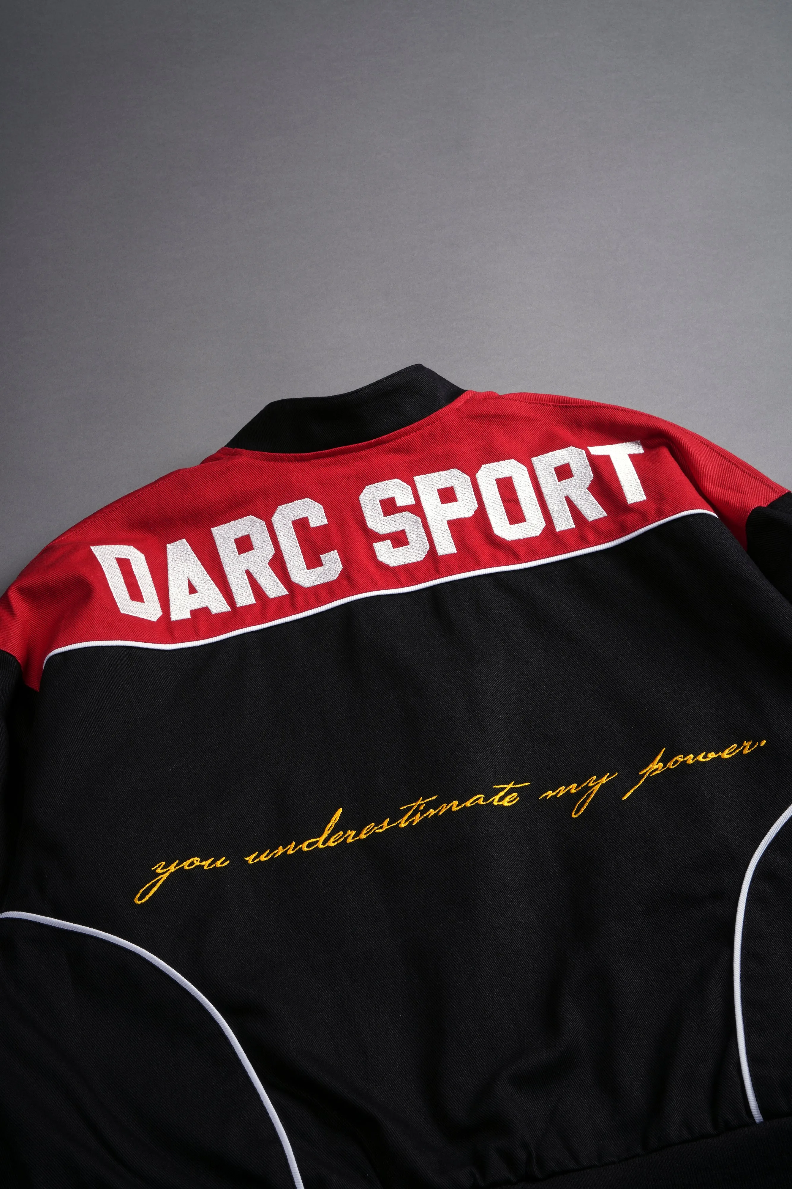 You Underestimate My Power Grit Road Racing Jacket in Black/Red