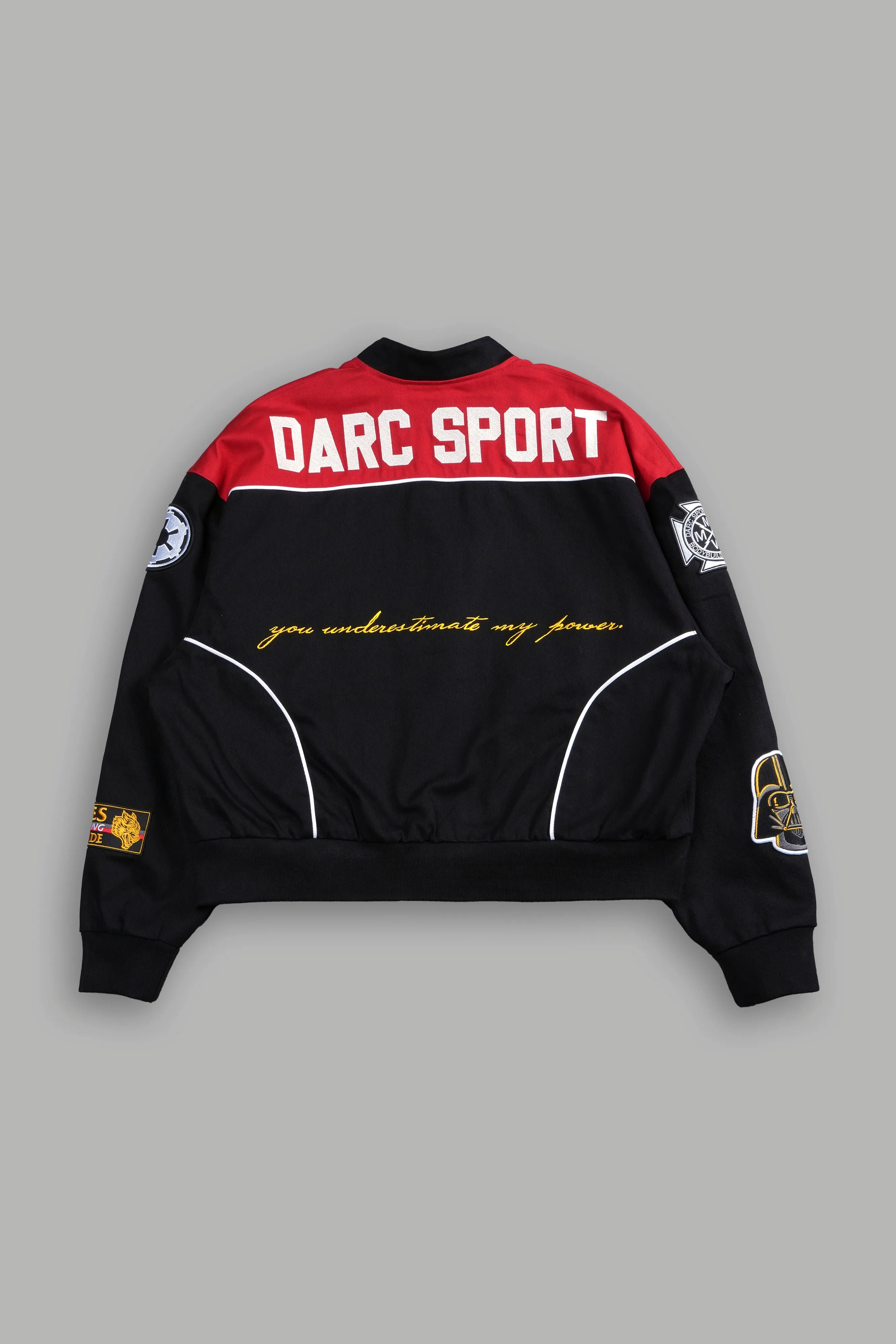 You Underestimate My Power Grit Road Racing Jacket in Black/Red