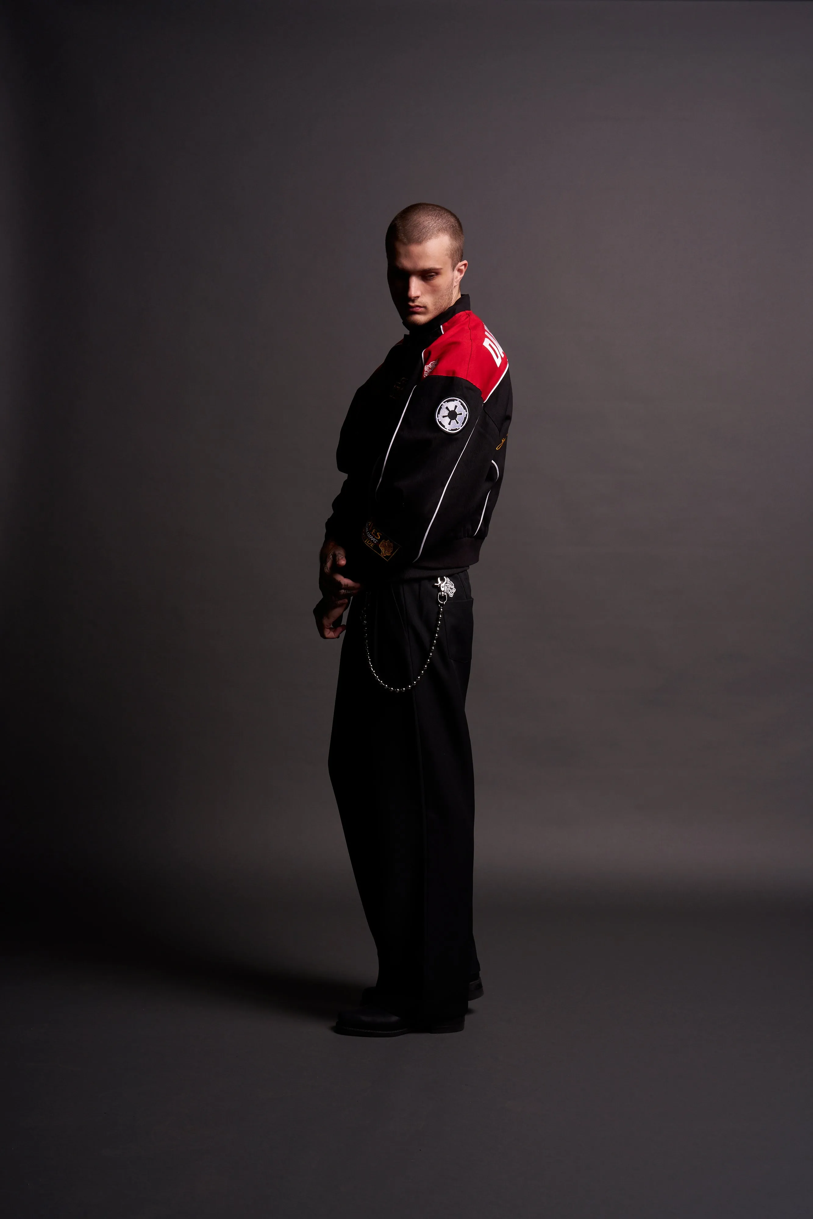 You Underestimate My Power Grit Road Racing Jacket in Black/Red